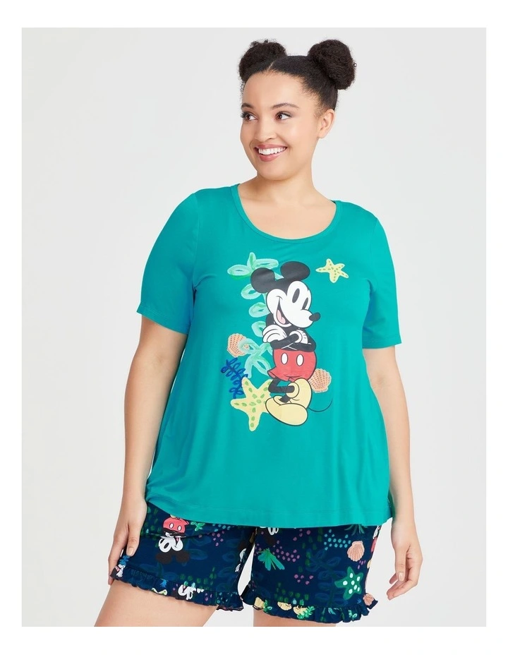 Mickey Seashore Pyjama Top in Ocean Teal image 1