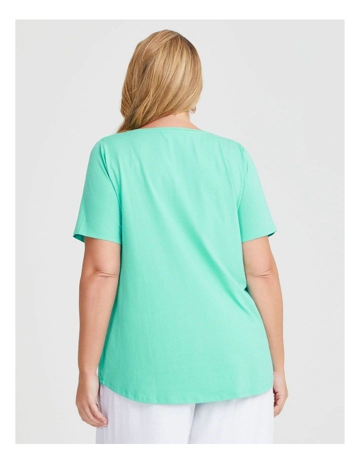 Australian Cotton V-neck T-Shirt in Ice Green image 2