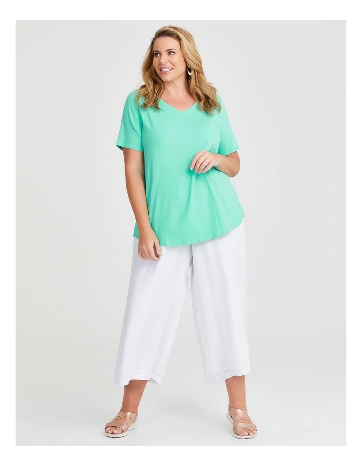 Australian Cotton V-neck T-Shirt in Ice Green image 3