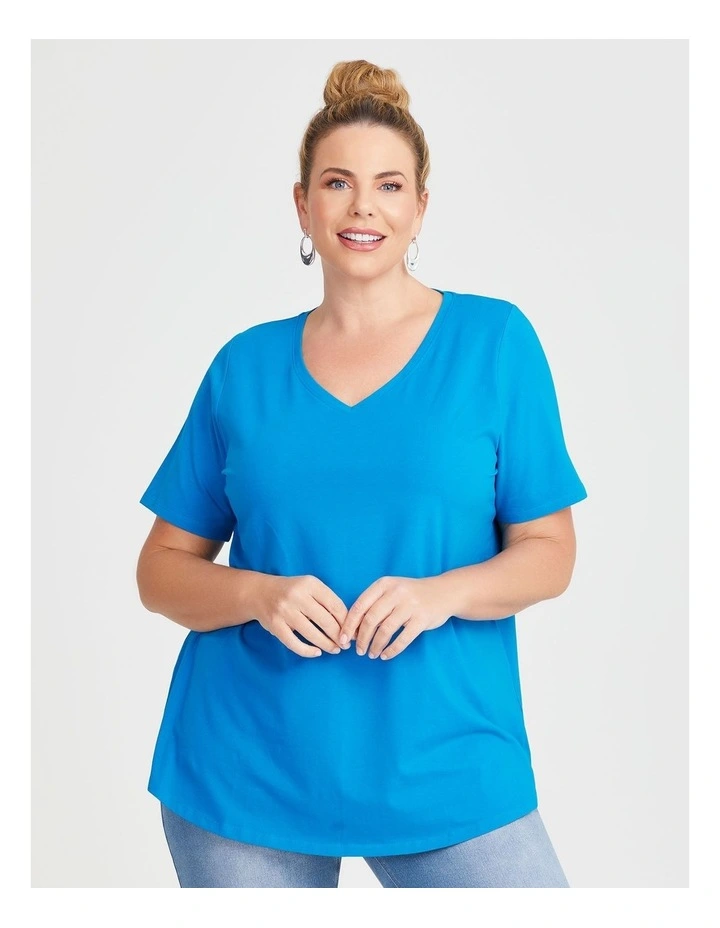 Australian Cotton V-neck T-Shirt in Blue Danube image 1