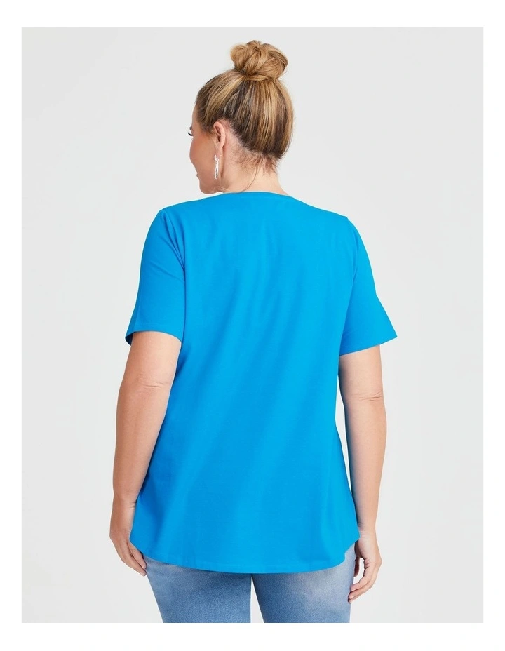 Australian Cotton V-neck T-Shirt in Blue Danube image 2
