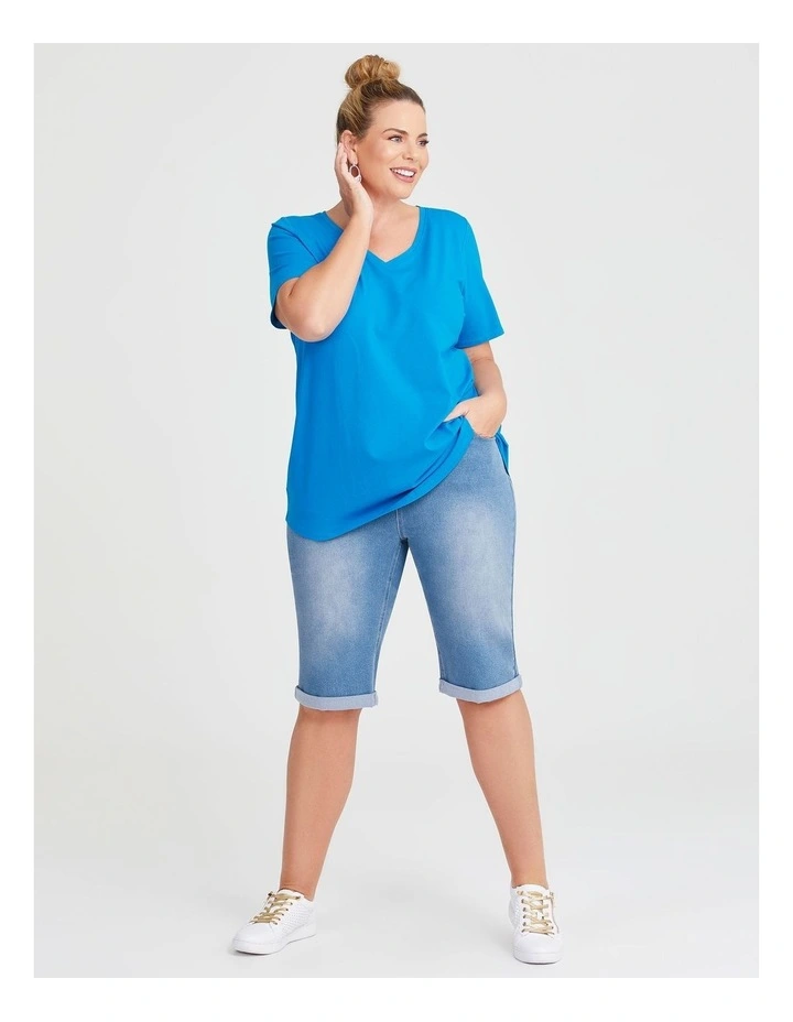 Australian Cotton V-neck T-Shirt in Blue Danube image 3