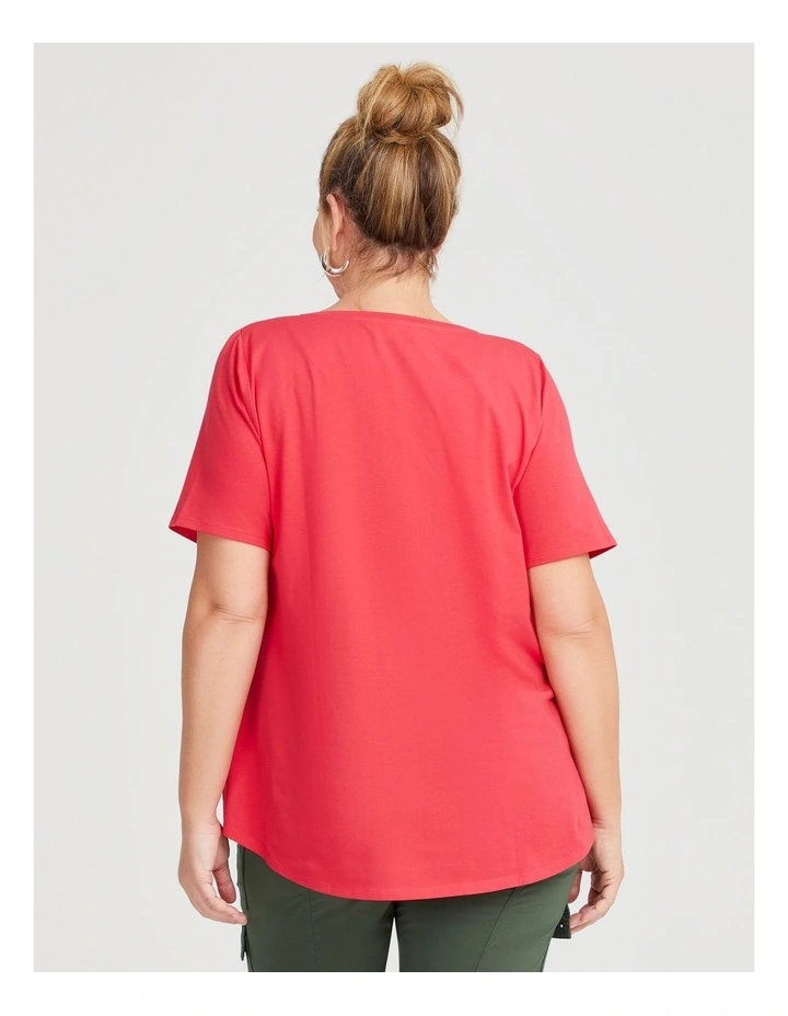 Australian Cotton V-neck T-shirt in Red image 2