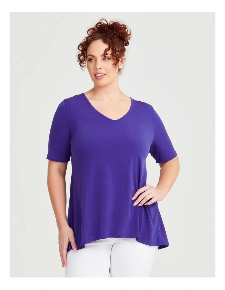 Strive V Neck Short Sleeve Top in Iris image 1