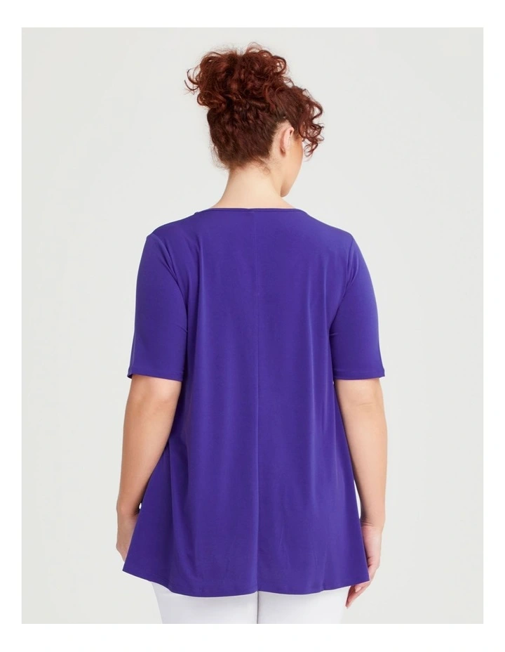 Strive V Neck Short Sleeve Top in Iris image 2