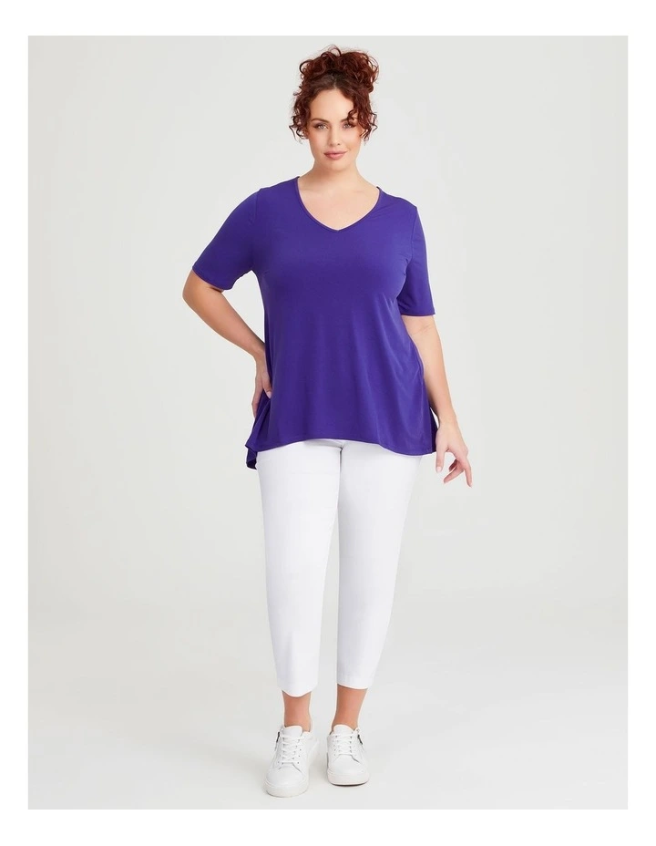 Strive V Neck Short Sleeve Top in Iris image 3