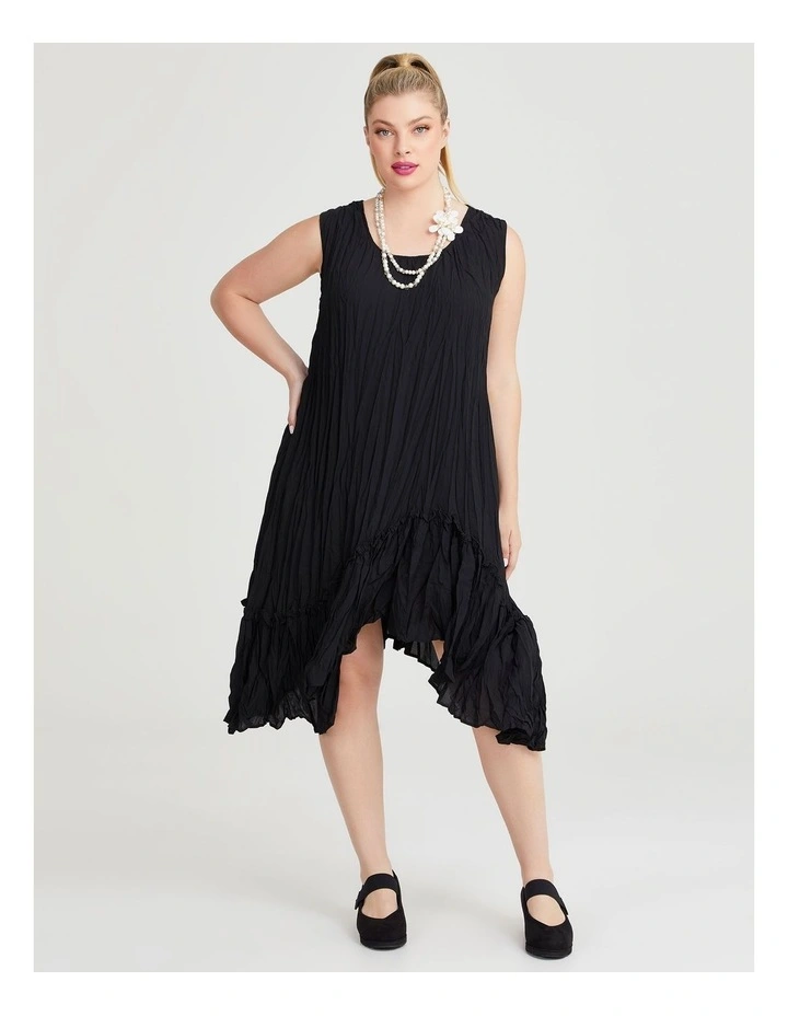 Plisse Tunic Dress in Black image 1