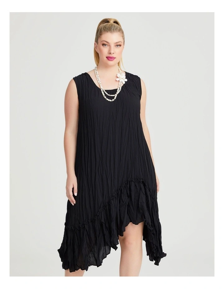 Plisse Tunic Dress in Black image 3