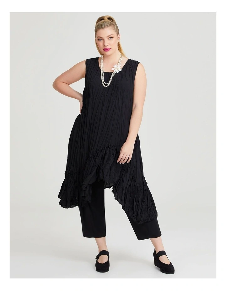 Plisse Tunic Dress in Black image 4