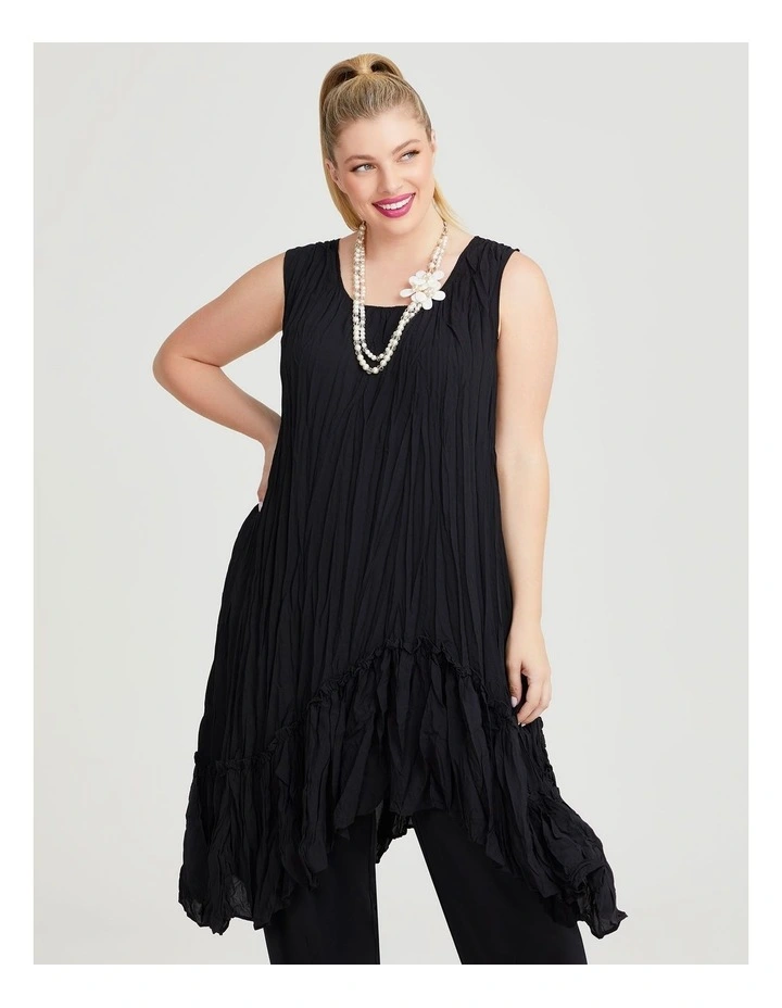 Plisse Tunic Dress in Black image 5