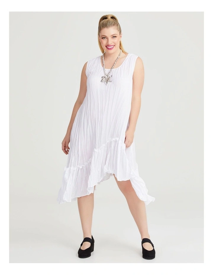 Plisse Tunic Dress in White image 1