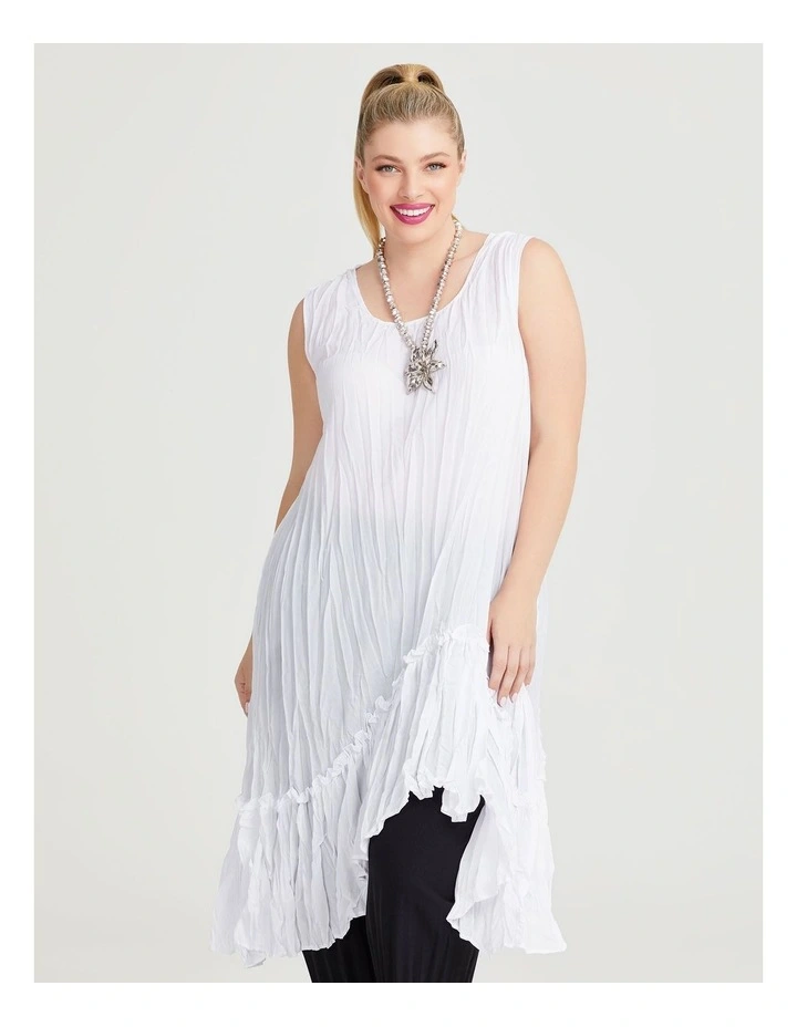 Plisse Tunic Dress in White image 3