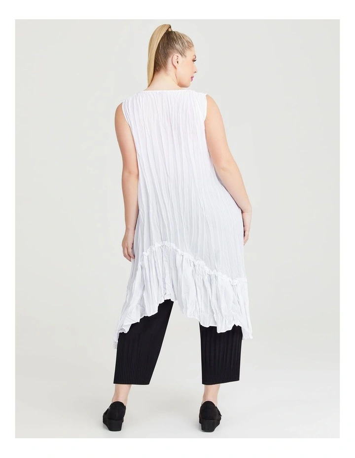 Plisse Tunic Dress in White image 4