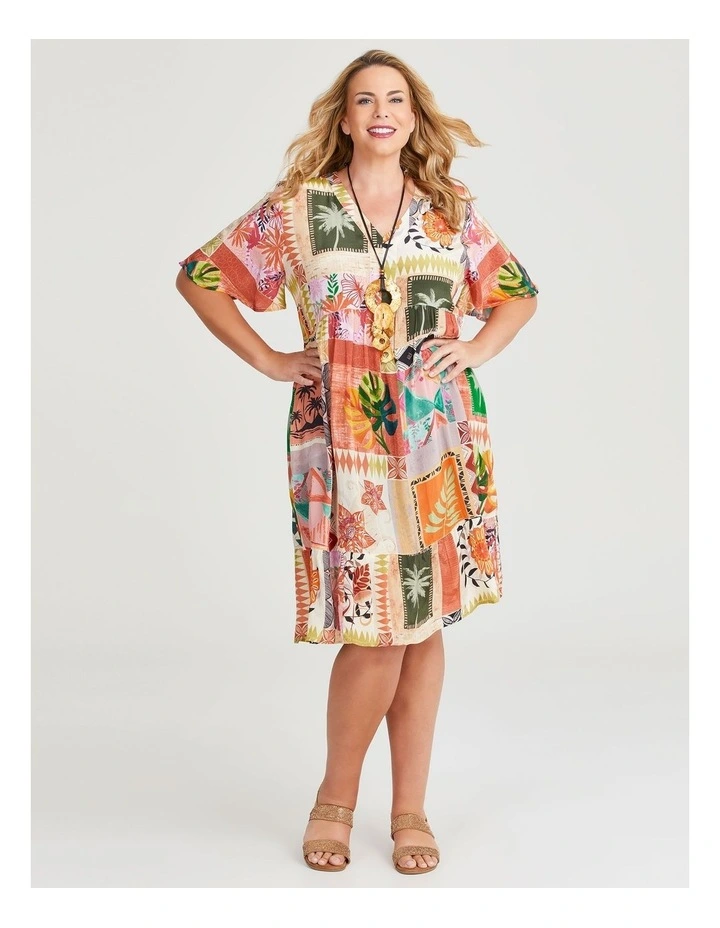 Natural Coastal Cool Dress in Multi image 1