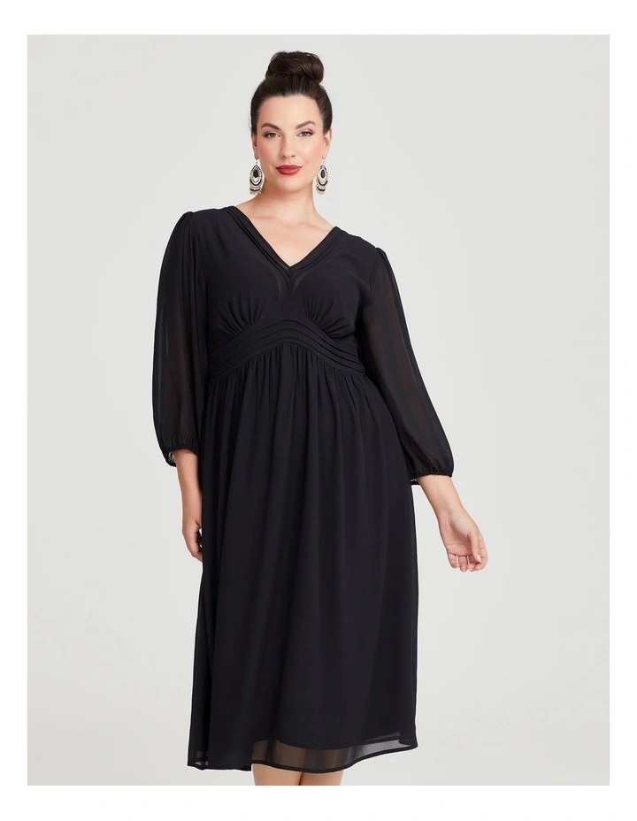 Shaz Chiffon Cocktail Dress in Black image 3