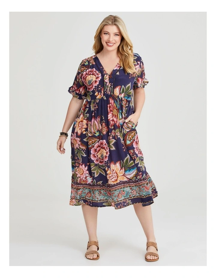 Natural Getaway Floaty Dress in Print image 1