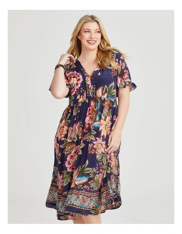 Natural Getaway Floaty Dress in Print image 3