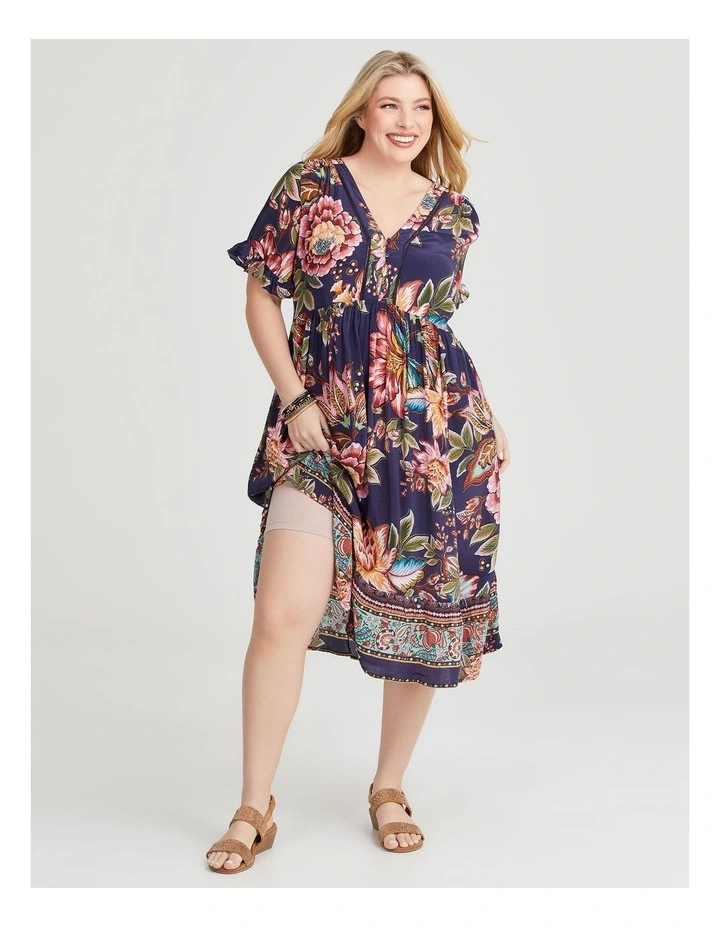 Natural Getaway Floaty Dress in Print image 4