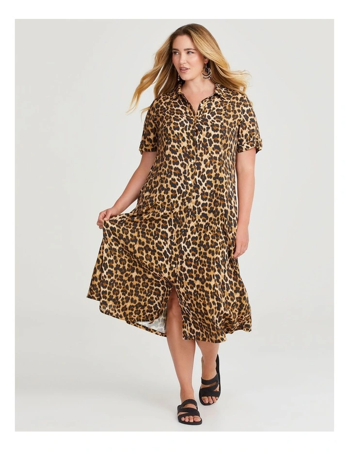 Natural Animal Button Dress in Print image 1