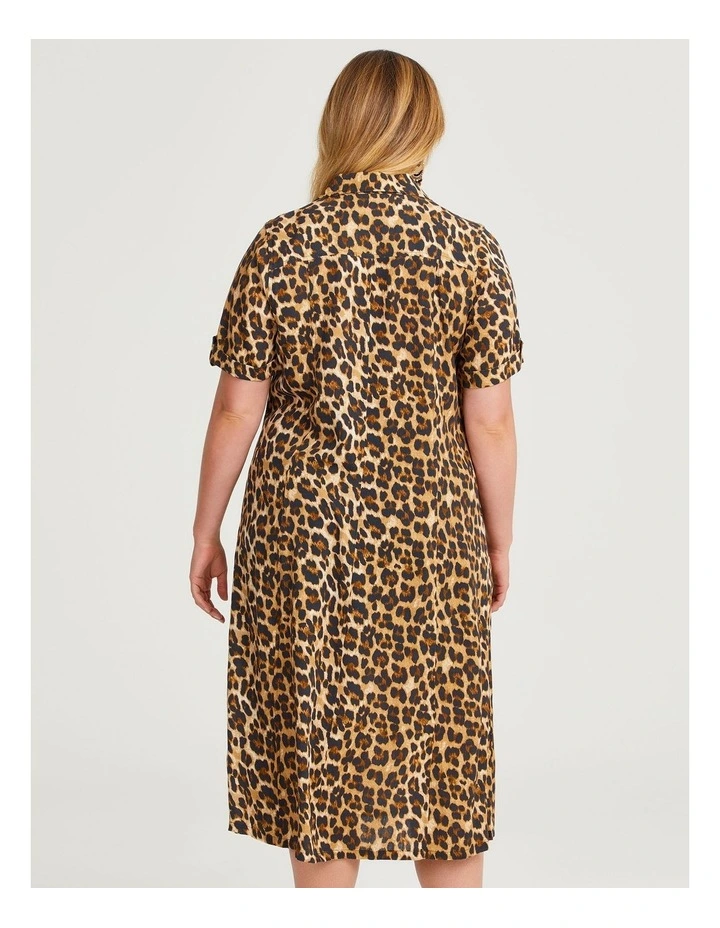 Natural Animal Button Dress in Print image 2