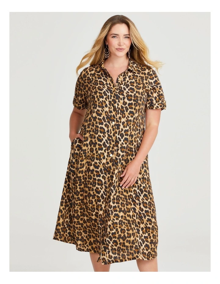 Natural Animal Button Dress in Print image 3