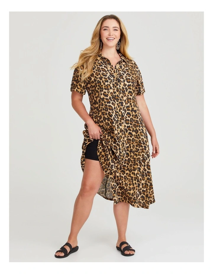Natural Animal Button Dress in Print image 4