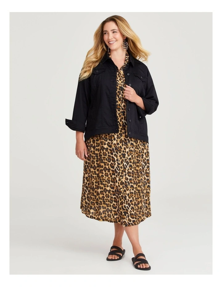 Natural Animal Button Dress in Print image 5