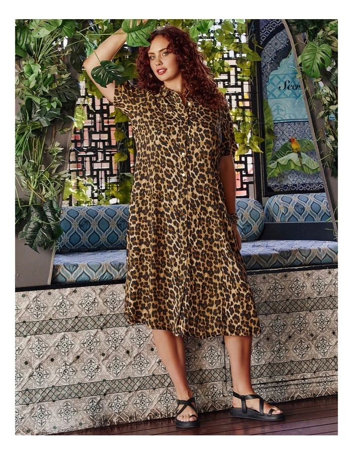 Natural Animal Button Dress in Print image 6