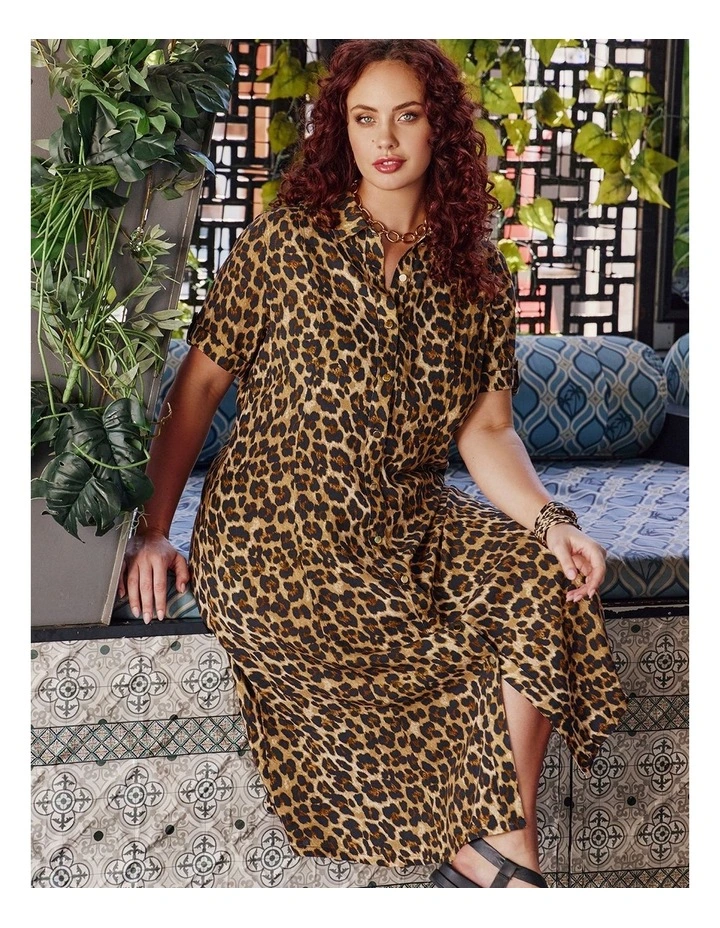 Natural Animal Button Dress in Print image 7