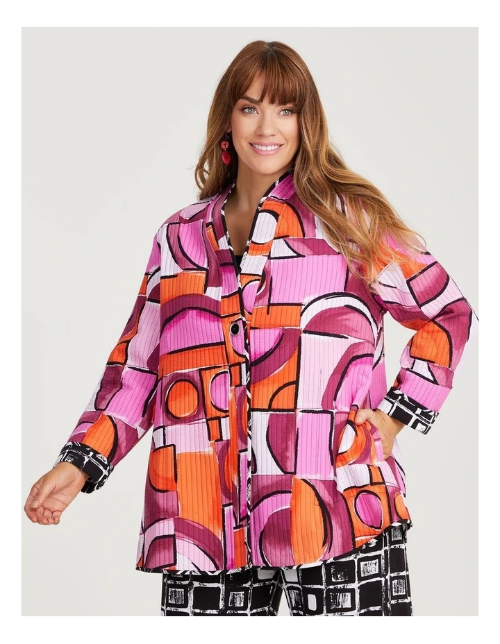 Reversible Quilt Natural Jacket in Multi image 2