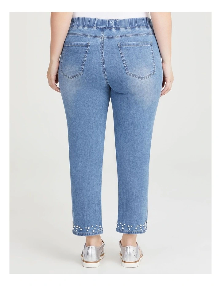 Pearl Crop Denim Jean in Vintage Blue image 2