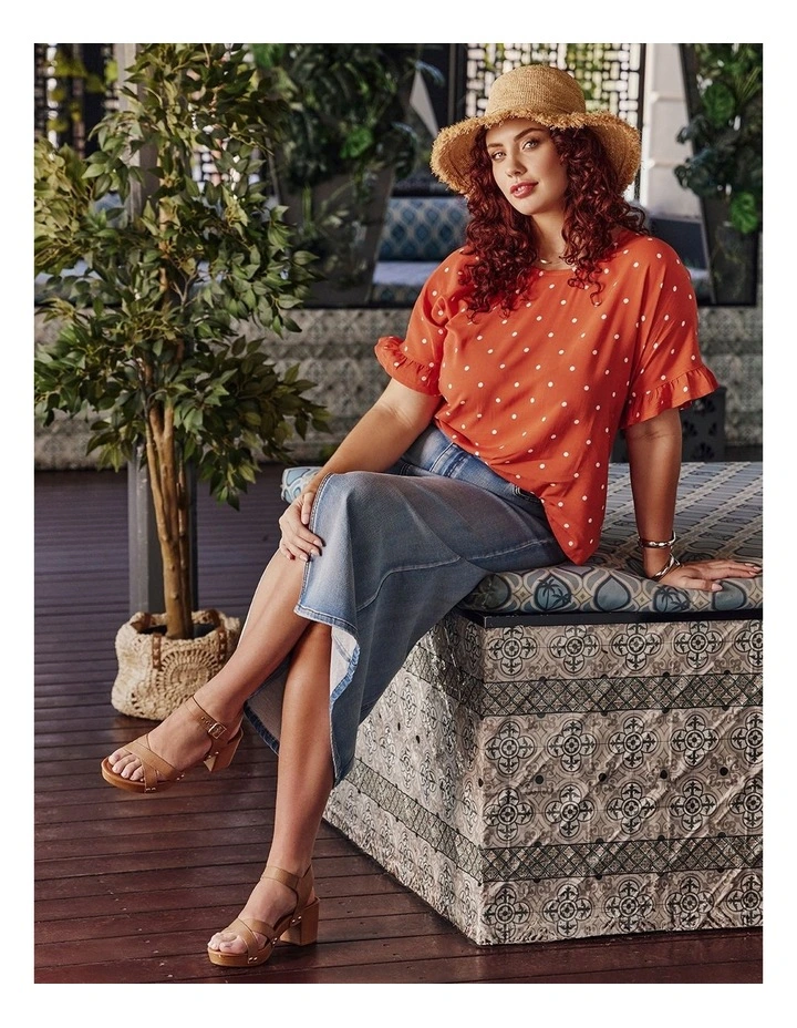 Cotton Blend Denim Maxi Skirt in Light Blue Denim image 5