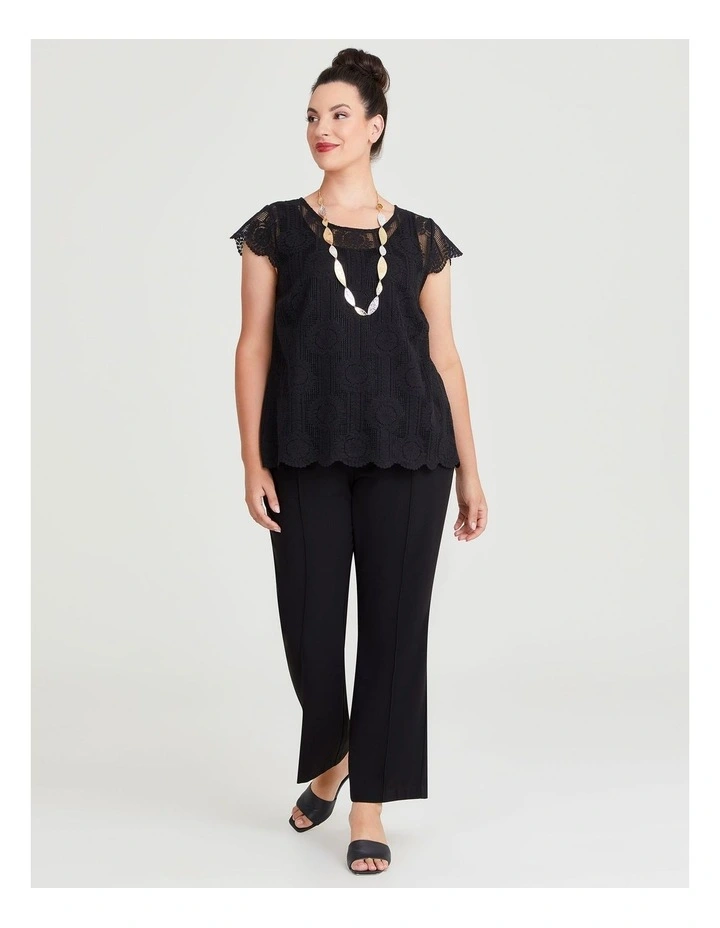 Cristy Short Sleeve Lace Top in Black image 4