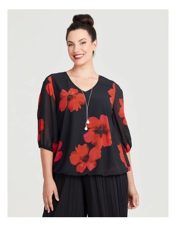 Gracie Floral Split Sleeve Top in Multi