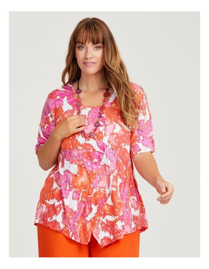 Abstract Bamboo and Foil Crush Top in Multi image 1