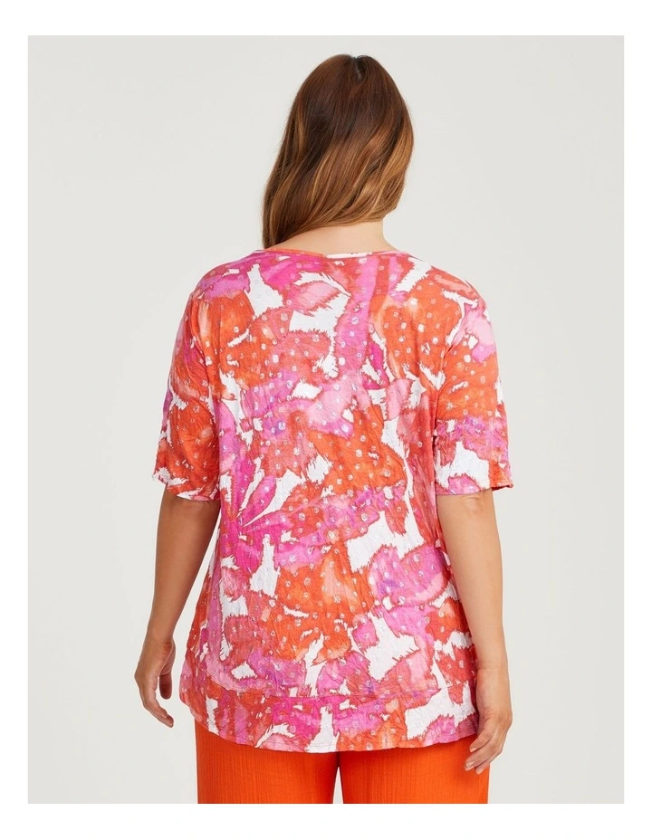Abstract Bamboo and Foil Crush Top in Multi image 2
