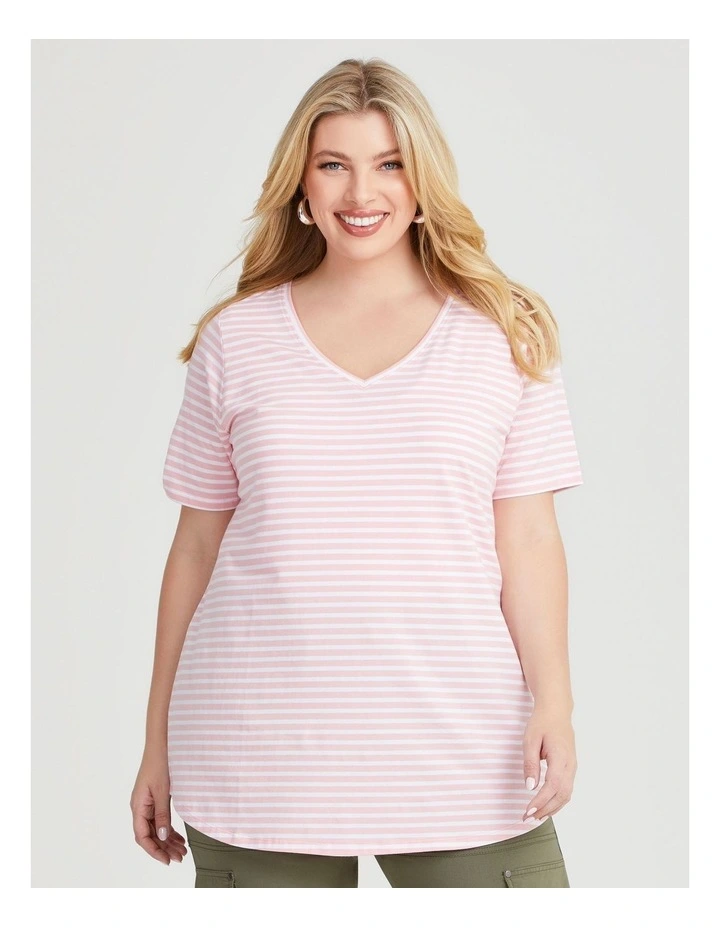 Australian Cotton Stripe T-shirt in Multi image 1