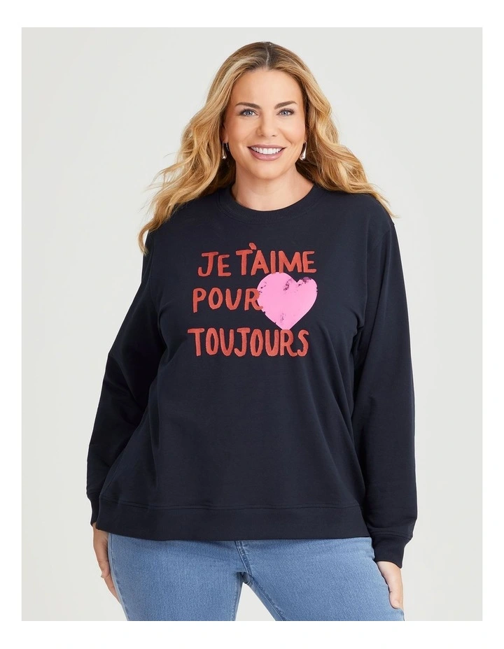 Cotton Love Sweatshirt in Navy image 1