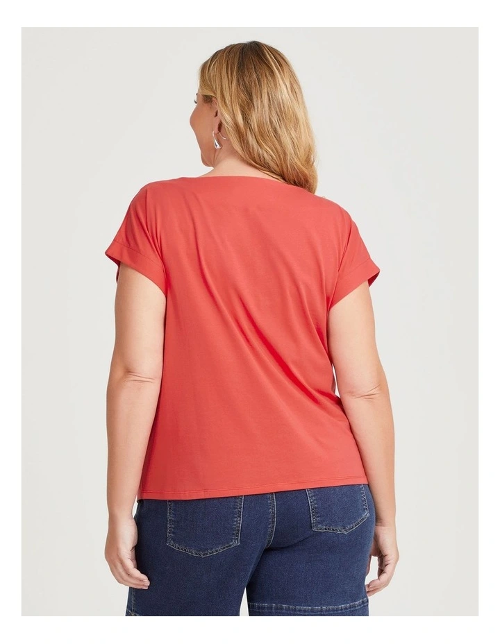 Cotton Drape Waist Top in Teaberry image 2