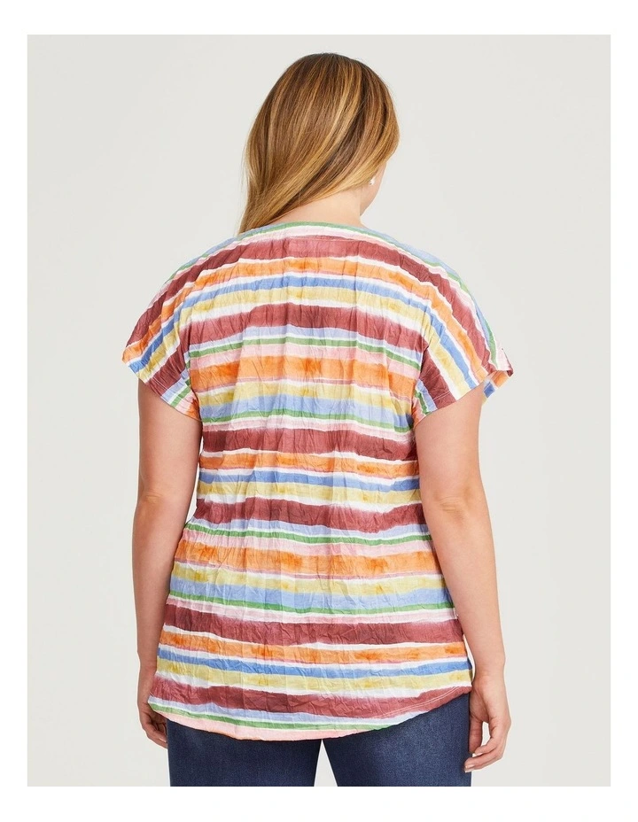 Sunset Watercolour Stripe Top in Print image 2