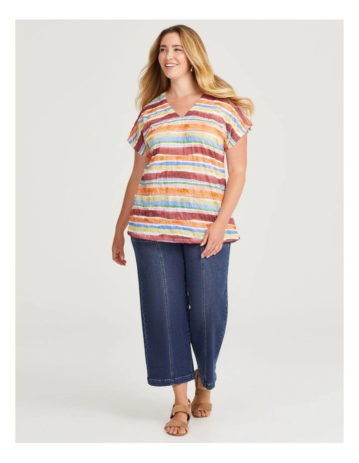 Sunset Watercolour Stripe Top in Print image 3