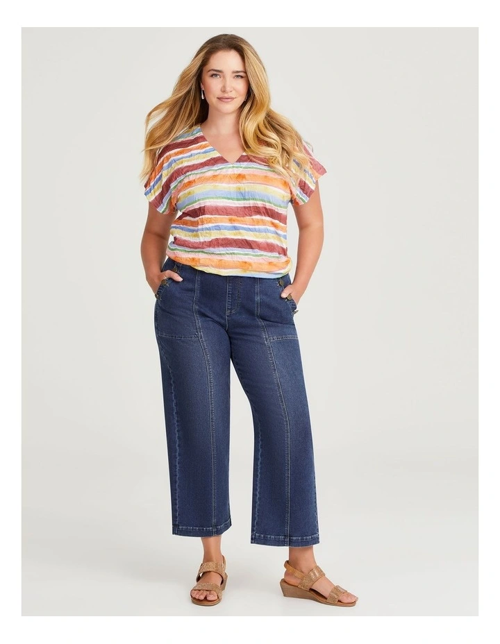 Sunset Watercolour Stripe Top in Print image 4
