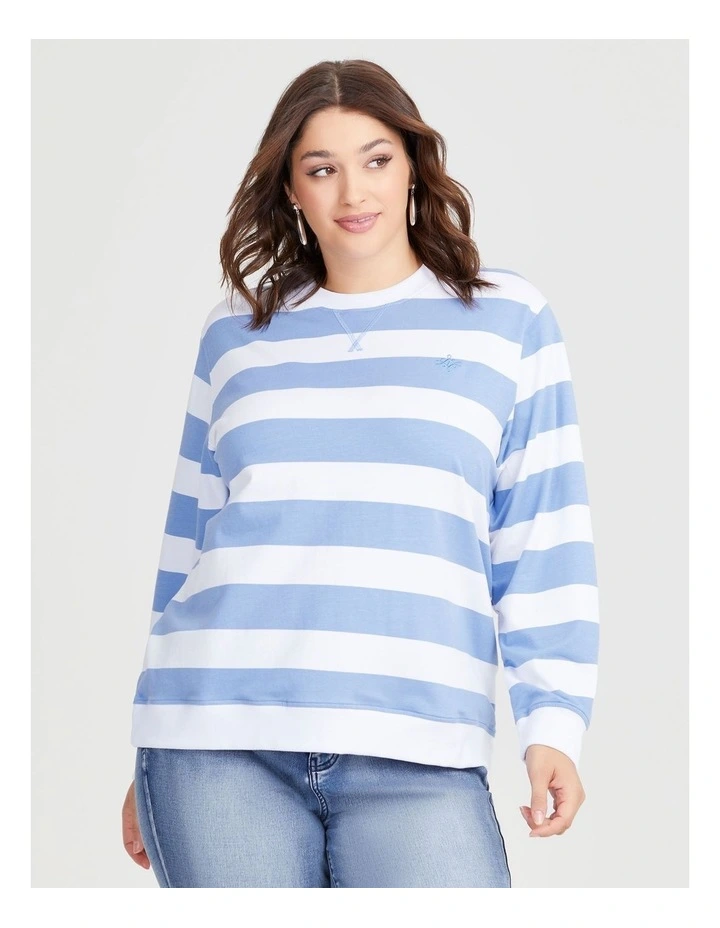 Cotton Logo Stripe Sweatshirt in Multi image 1