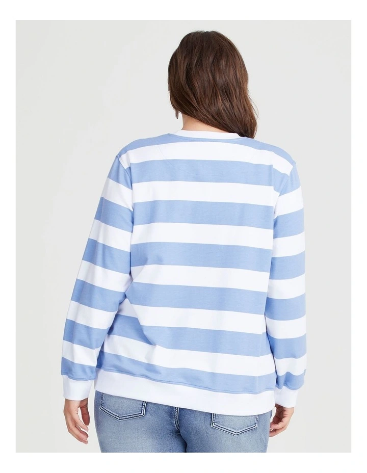 Cotton Logo Stripe Sweatshirt in Multi image 2