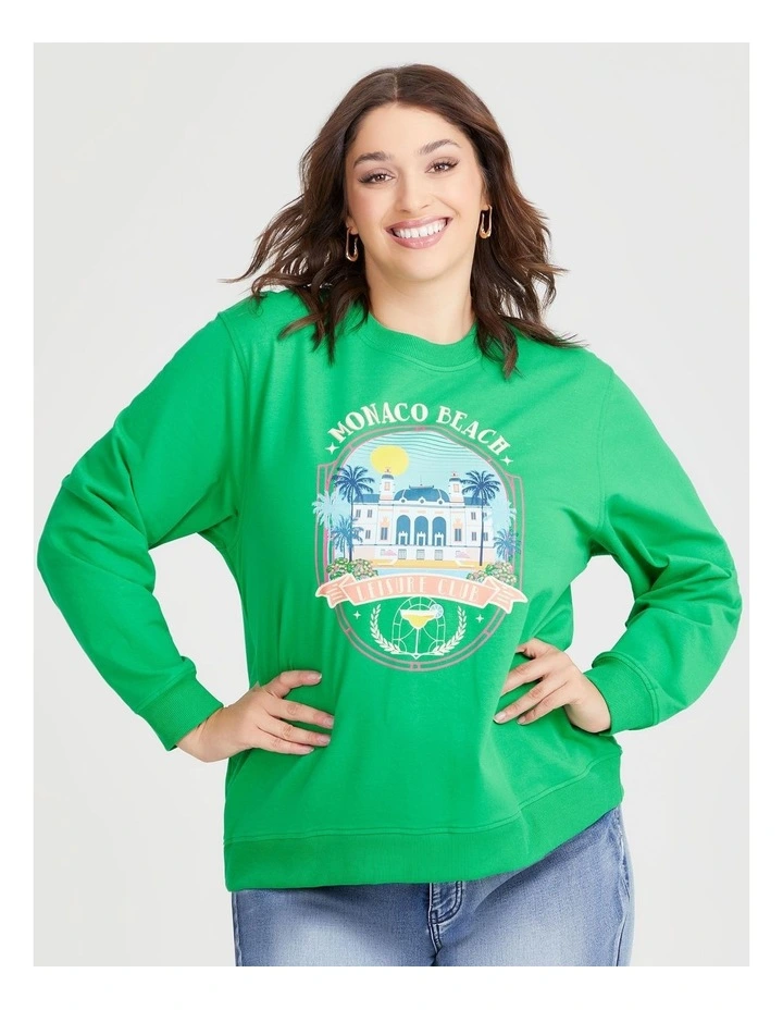 Cotton Social Club Sweatshirt in Kelly Green image 1