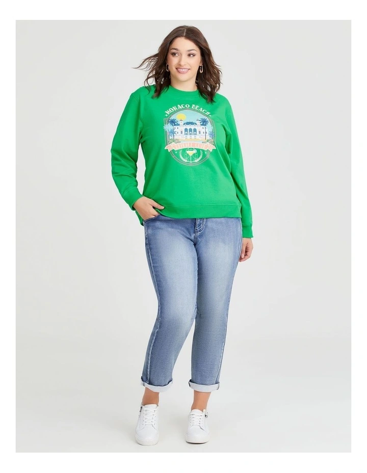 Cotton Social Club Sweatshirt in Kelly Green image 3