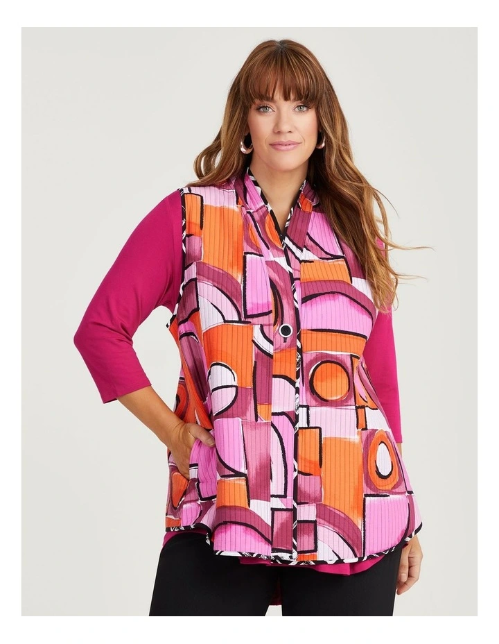 Reversible Quilt Natural Vest in Multi image 2