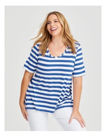 Natural Stripe Essential T-shirt in Baja Blue/White