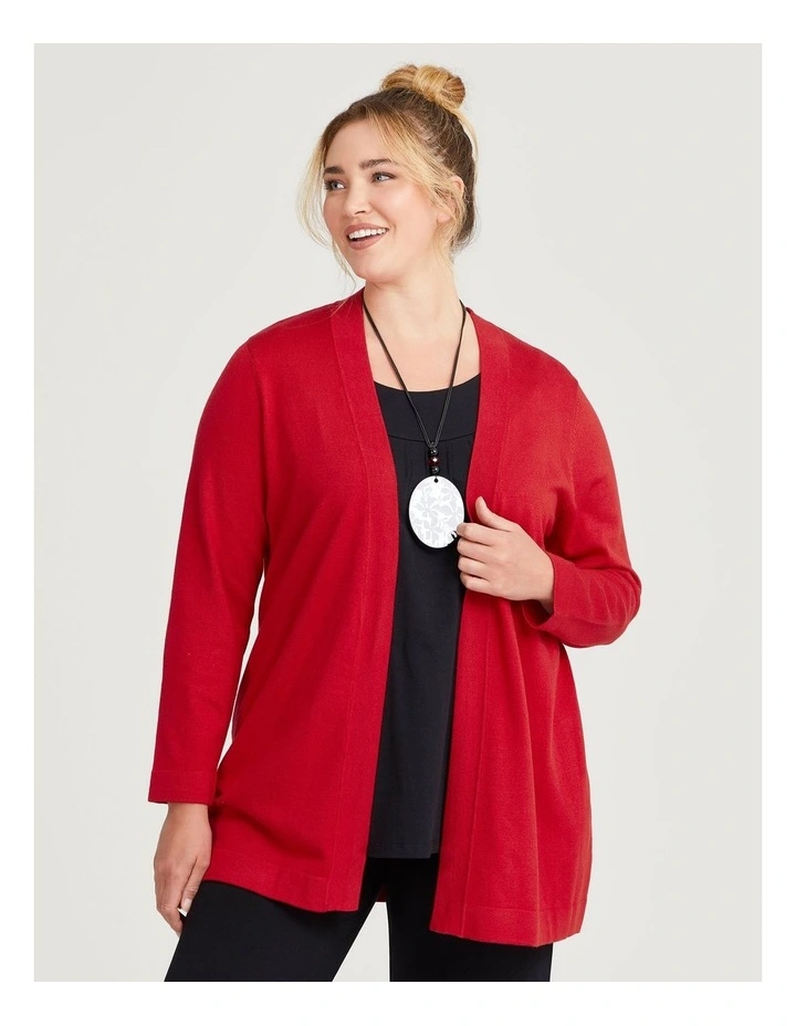 Lightweight Natural Cardigan in Red image 1