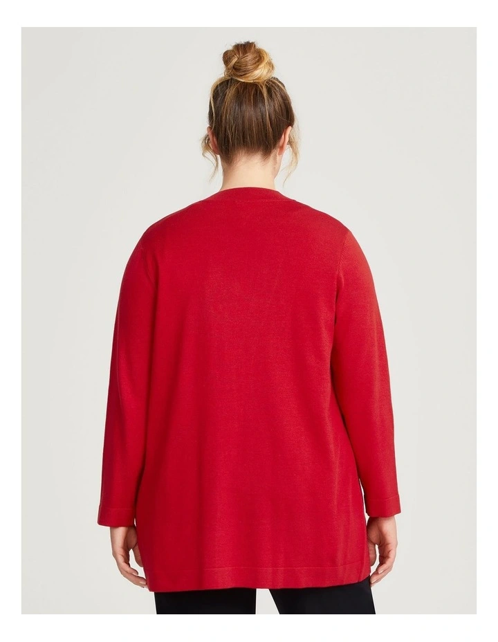 Lightweight Natural Cardigan in Red image 2